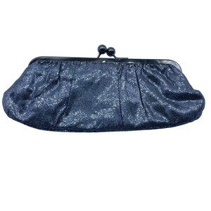 Express Silver Metallic Sparkle Glitter Snap Closure Clutch Wallet 11" x 4"